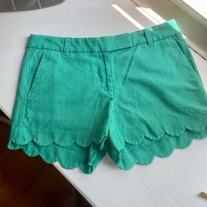J Crew Factory Scalloped Hem Green Shorts
